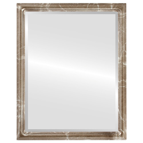 Beveled Mirror - Saratoga Rectangle Frame - Champagne Silver