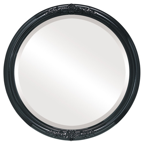 Beveled Mirror - Contessa Round Frame - Gloss Black