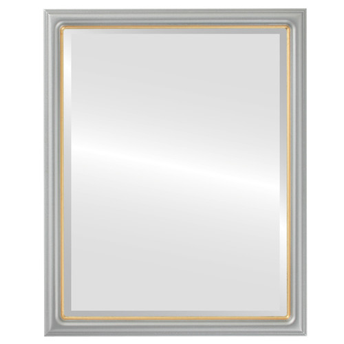 Beveled Mirror - Hamilton Rectangle Frame - Silver Spray with Gold Lip