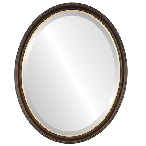 Beveled Mirror - Hamilton Oval Frame - Walnut with Gold Lip