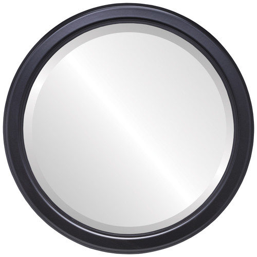Beveled Mirror - Toronto Round Frame - Gloss Black