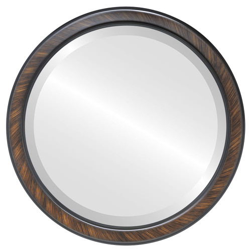Beveled Mirror - Toronto Round Frame - Vintage Walnut