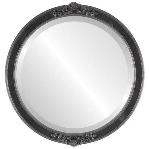 Beveled Mirror - Athena Round Frame - Black Silver