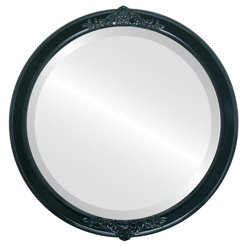 Beveled Mirror - Athena Round Frame - Gloss Black