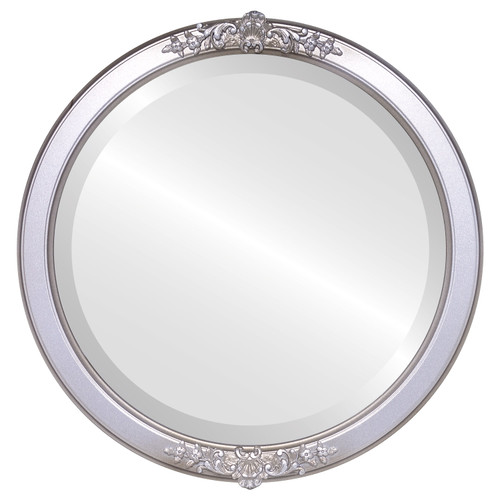 Beveled Mirror - Athena Round Frame - Silver Shade