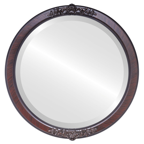 Beveled Mirror - Athena Round Frame - Vintage Cherry