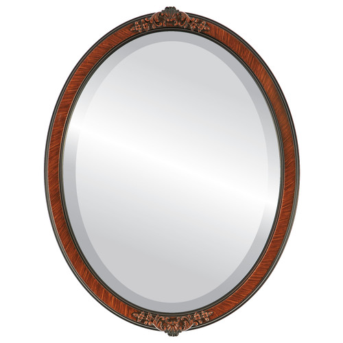 Beveled Mirror - Athena Oval Frame - Vintage Walnut