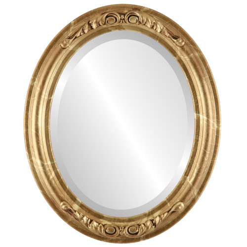 Beveled Mirror - Florence Oval Frame - Champagne Gold