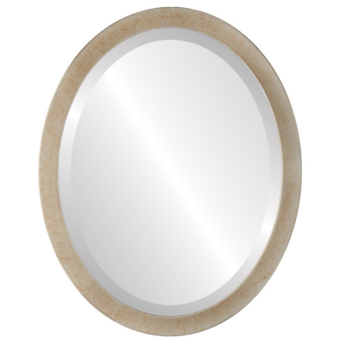 Beveled Mirror - Manhattan Oval Frame - Burnished Silver