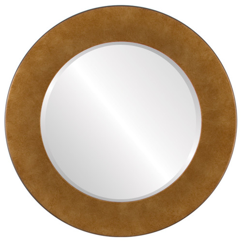 Beveled Mirror - Cafe Round Frame - Burnished Gold