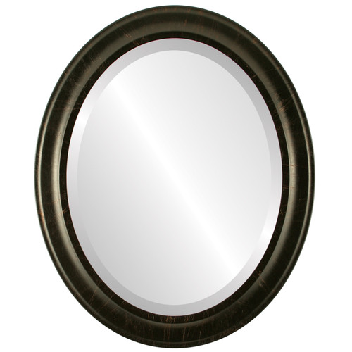 Beveled Mirror - Messina Oval Frame - Veined Onyx