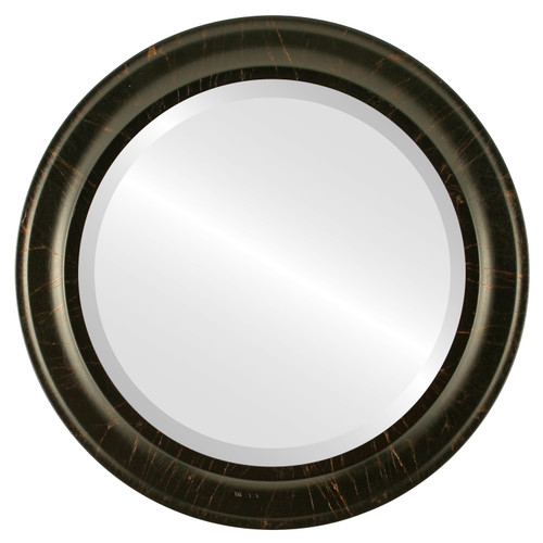 Beveled Mirror - Messina Round Frame - Veined Onyx