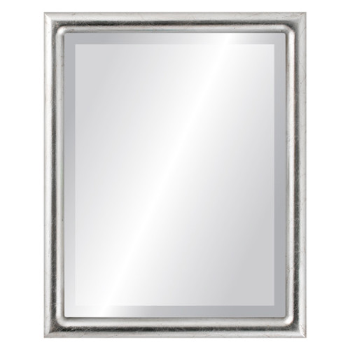 Bevelled Mirror - Pasadena Rectangle Frame - Silver Leaf with Brown Antique