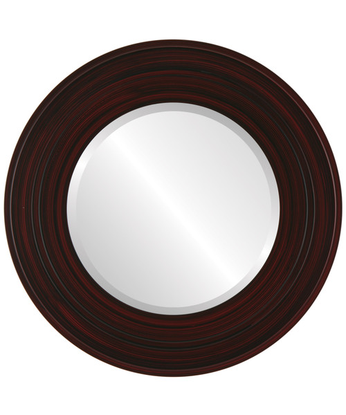 Beveled Mirror - Palomar Round Frame - Black Cherry