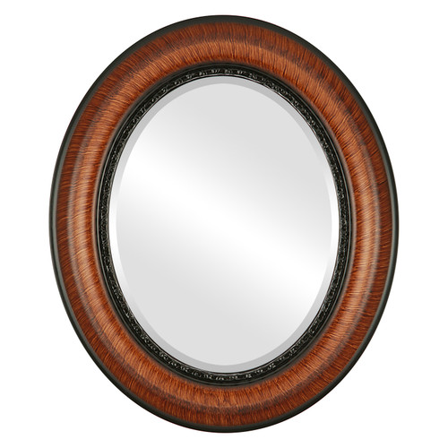 Beveled Mirror - Chicago Oval Frame - Vintage Walnut