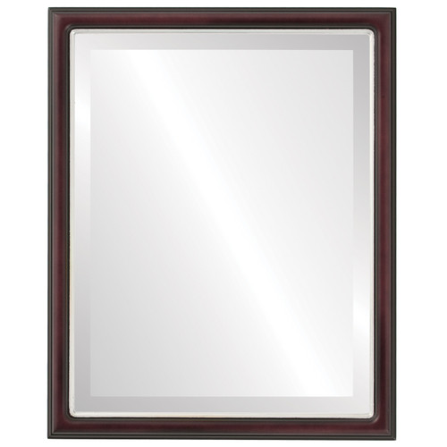 Beveled Mirror - Hamilton Rectangle Frame - Rosewood with Silver Lip