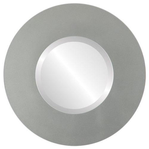 Beveled Mirror - Tribeca Round Frame - Bright Silver