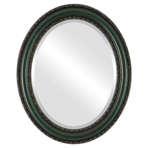 Beveled Mirror - Dorset Oval Frame - Hunter Green