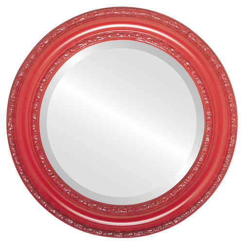 Beveled Mirror - Dorset Round Frame - Holiday Red