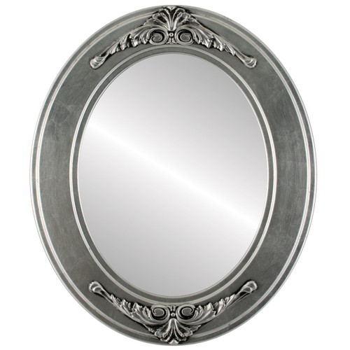 Flat Mirror - Ramino Oval Frame - Silver Leaf with Black Antique Flat Mirror - Ramino Oval Frame - Silver Leaf with Black Antique