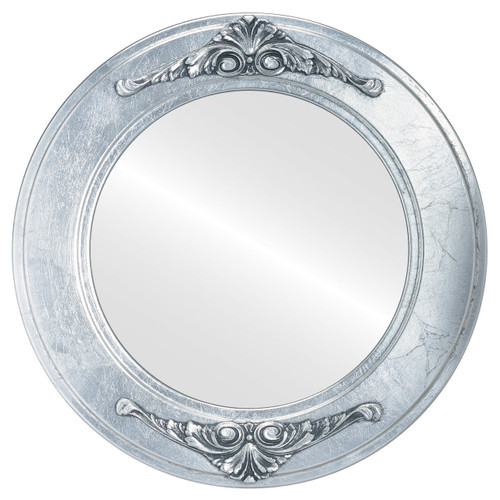 Flat Mirror - Ramino Circle Frame - Silver Leaf with Black Antique Flat Mirror - Ramino Circle Frame - Silver Leaf with Black Antique
