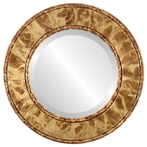 Beveled Mirror - Paris Round Frame - Champagne Gold