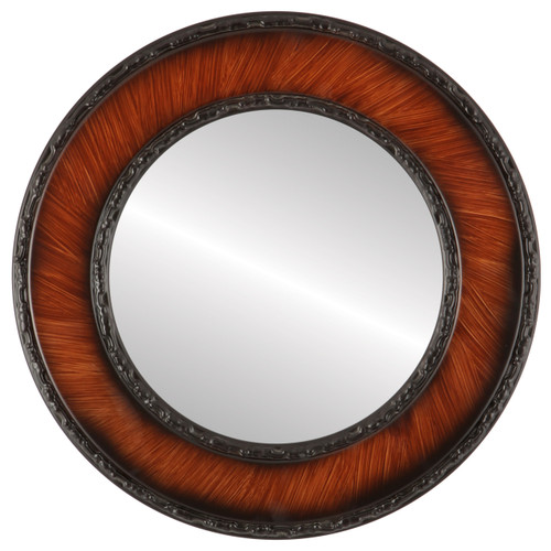 Flat Mirror - Paris Circle Frame - Vintage Walnut Flat Mirror - Paris Circle Frame - Vintage Walnut