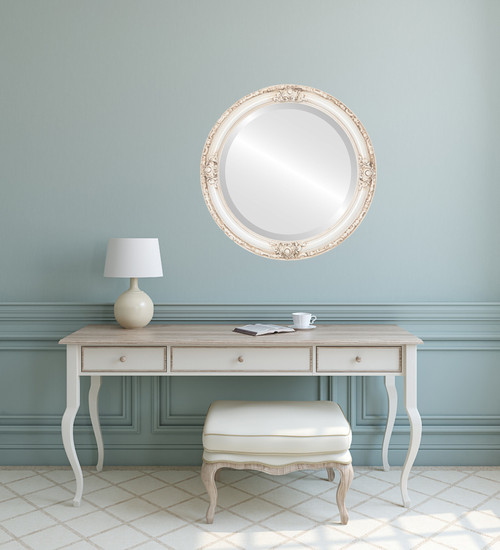 Jefferson Framed Round Mirror - Antique Gold Leaf - Wood - 14 / 16 - Simple & Modern Designs - Oval and Round Mirrors
