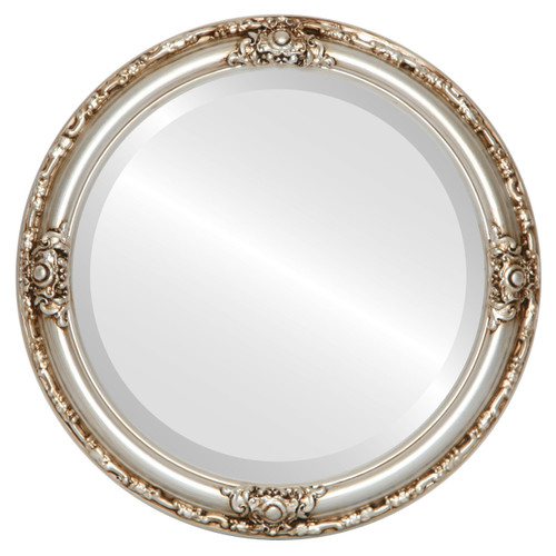 Beveled Mirror - Jefferson Round Frame - Silver