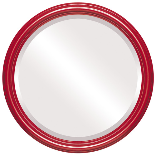 Beveled Mirror - Saratoga Round Frame - Holiday Red