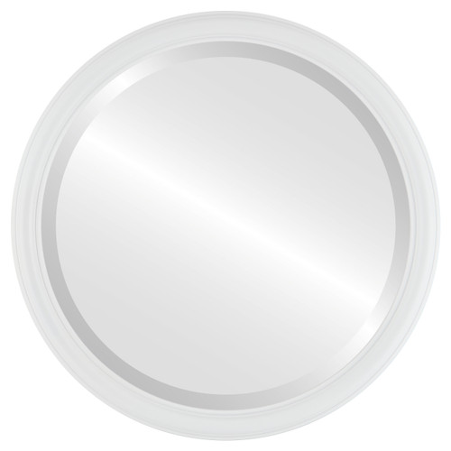 Beveled Mirror - Saratoga Framed Round Mirror - Linen White
