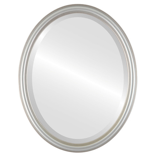 Beveled Mirror - Saratoga Oval Frame - Silver Shade
