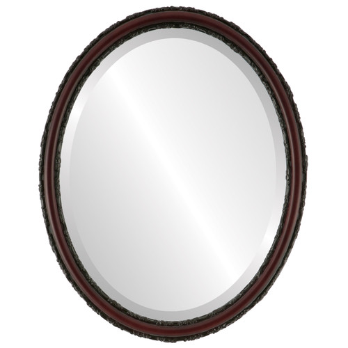 Beveled Mirror - Virginia Oval Frame - Rosewood