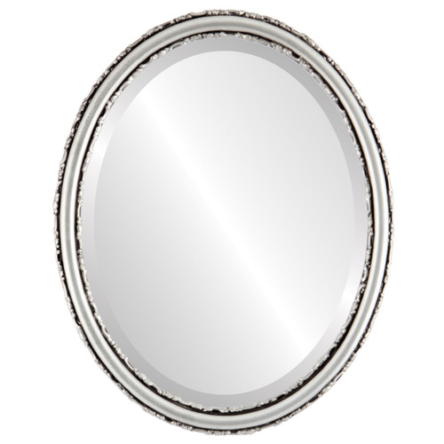 Beveled Mirror - Virginia Oval Frame - Silver Spray