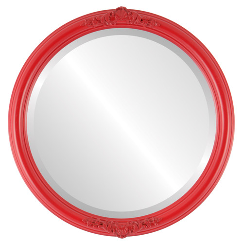 Beveled Mirror - Contessa Round Frame - Holiday Red