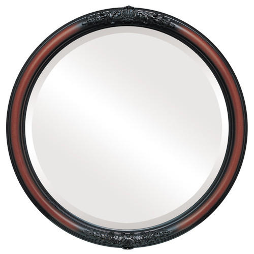 Beveled Mirror - Contessa Round Frame - Rosewood