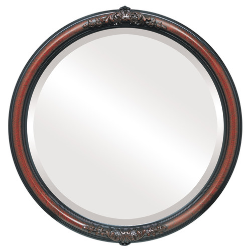 Beveled Mirror - Contessa Round Frame - Vintage Cherry