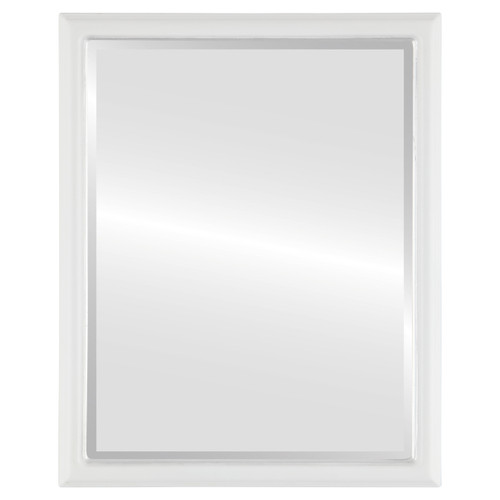 Beveled Mirror - Hamilton Framed Rectangle Mirror - Linen White with Silver Lip