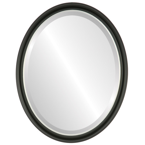 Beveled Mirror - Hamilton Oval Frame - Matte Black with Silver Lip