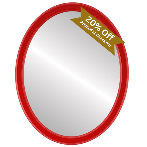 Toronto Framed Oval Mirror - Holiday Red