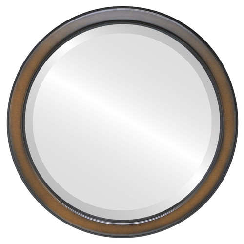 Beveled Mirror - Toronto Round Frame - Walnut