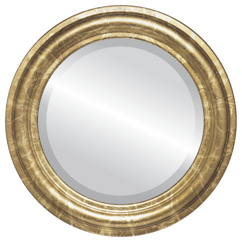 Beveled Mirror - Philadelphia Round Frame - Champagne Gold