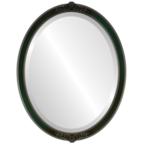 Beveled Mirror - Athena Oval Frame - Hunter Green