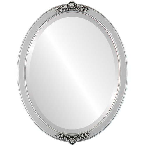 Beveled Mirror - Athena Oval Frame - Silver Spray