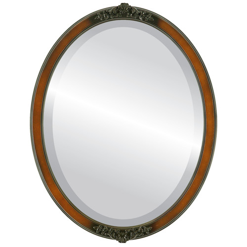 Beveled Mirror - Athena Oval Frame - Walnut