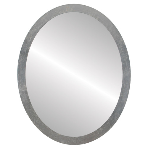 Flat Mirror - Manhattan Oval Frame - Silver Leaf with Brown Antique