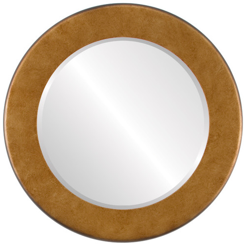 Beveled Mirror - Avenue Round Frame - Burnished Gold