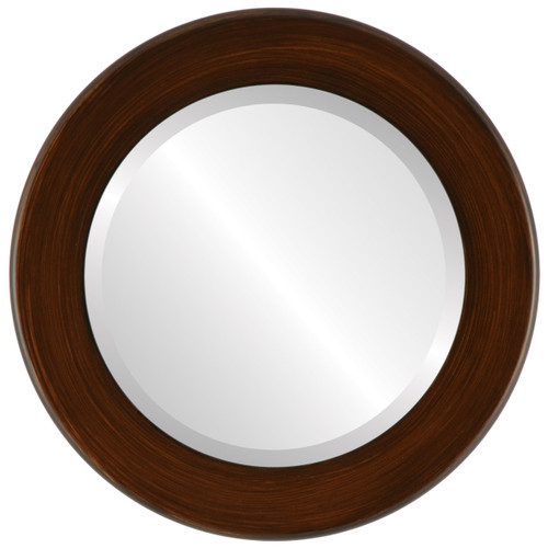 Beveled Mirror - Avenue Round Frame - Mocha