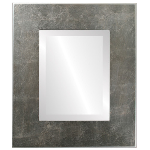 Beveled Mirror - Boulevard Rectangle Frame - Silver Leaf with Brown Antique