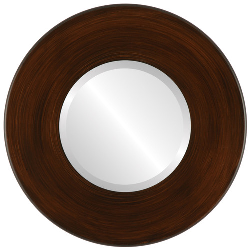 Beveled Mirror - Boulevard Round Frame - Mocha